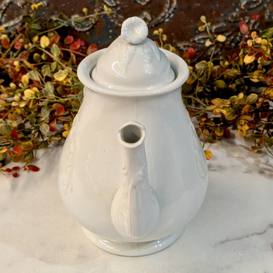 Antique English Ironstone Tea Pot Hyacinth Pattern H. Burgess - Marmalade Mercantile