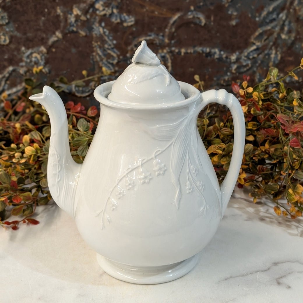 Antique English Ironstone Tea Pot Hyacinth Pattern H. Burgess - Marmalade Mercantile