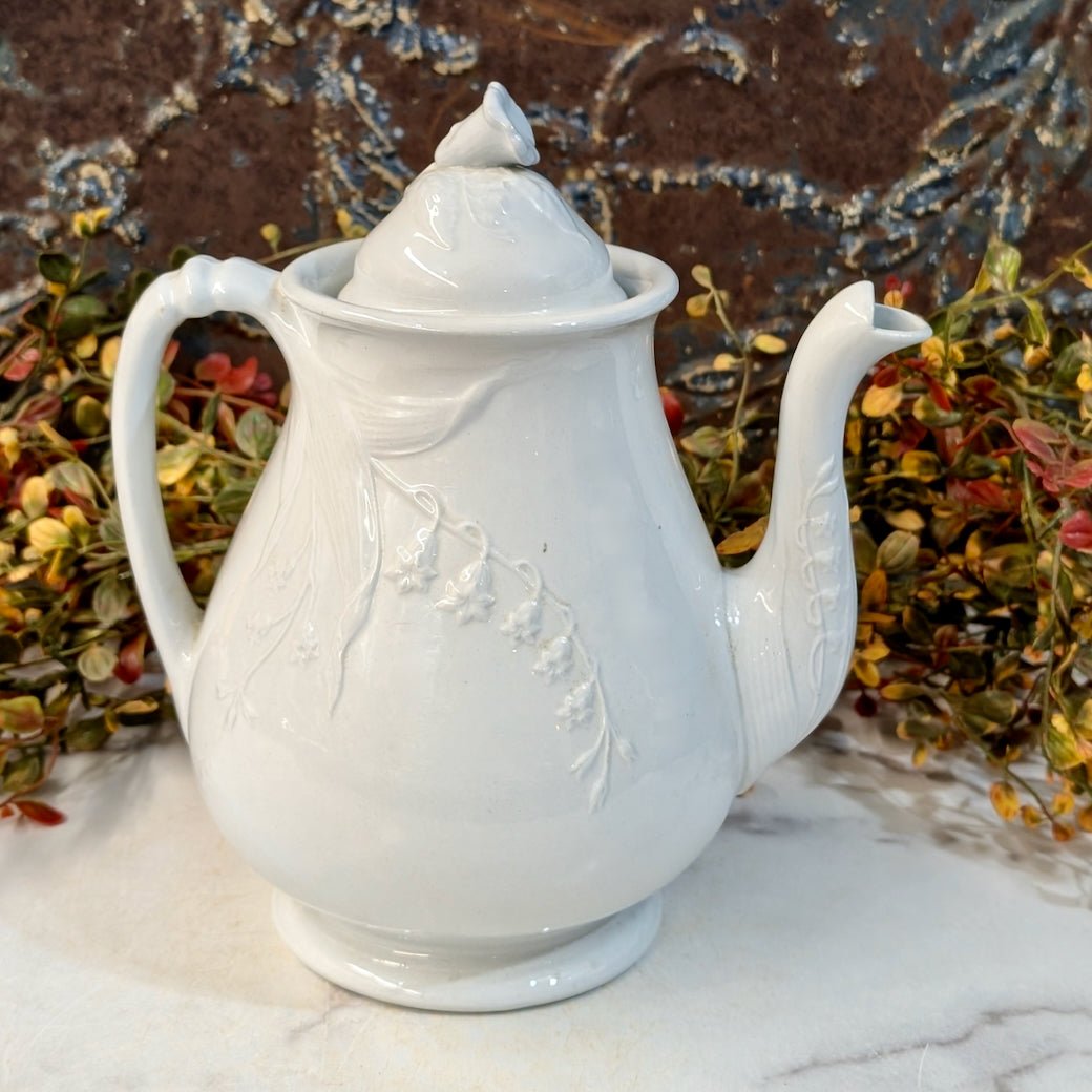 Antique English Ironstone Tea Pot Hyacinth Pattern H. Burgess - Marmalade Mercantile