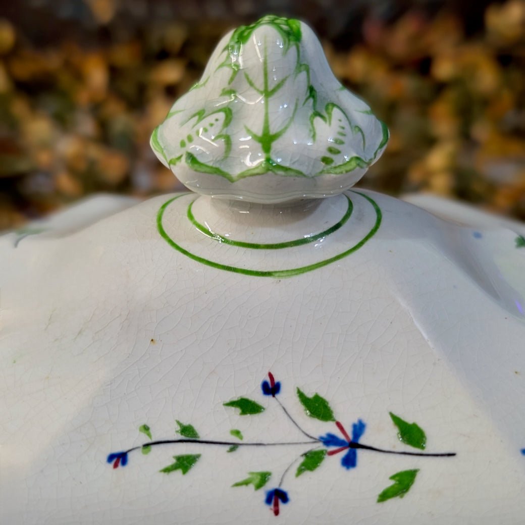 Antique English Staffordshire Sauce Tureen w Periwinkle Pattern - Marmalade Mercantile