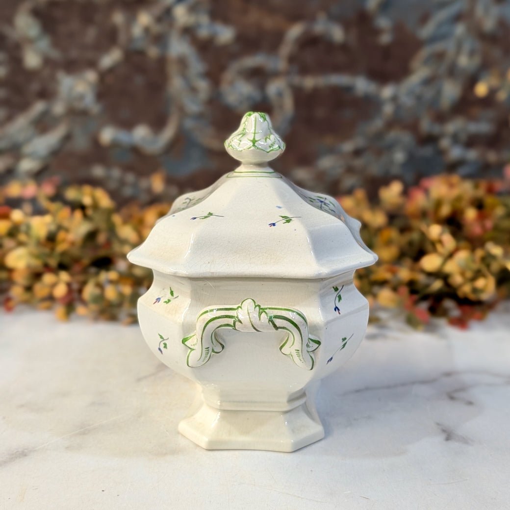 Antique English Staffordshire Sauce Tureen w Periwinkle Pattern - Marmalade Mercantile