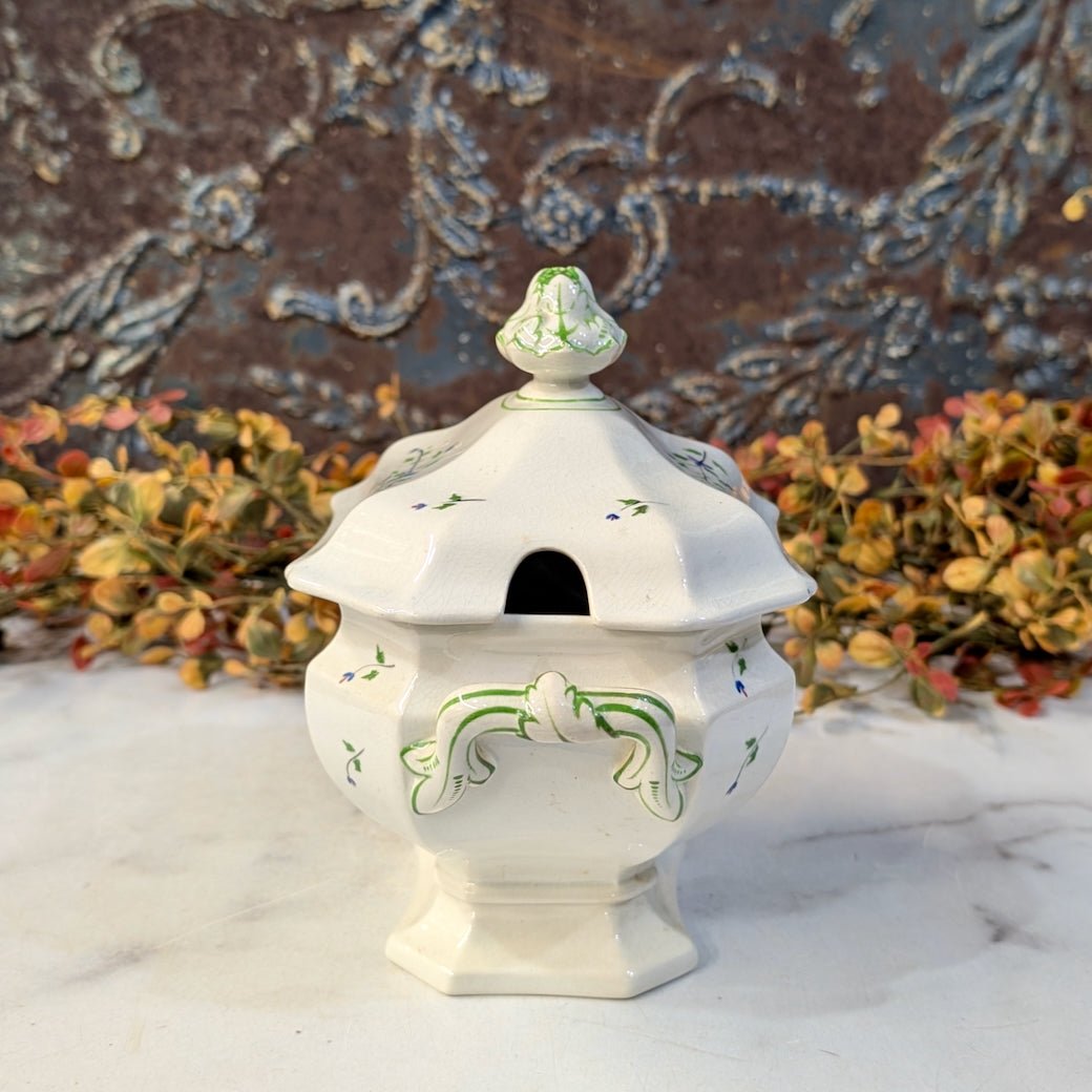Antique English Staffordshire Sauce Tureen w Periwinkle Pattern - Marmalade Mercantile