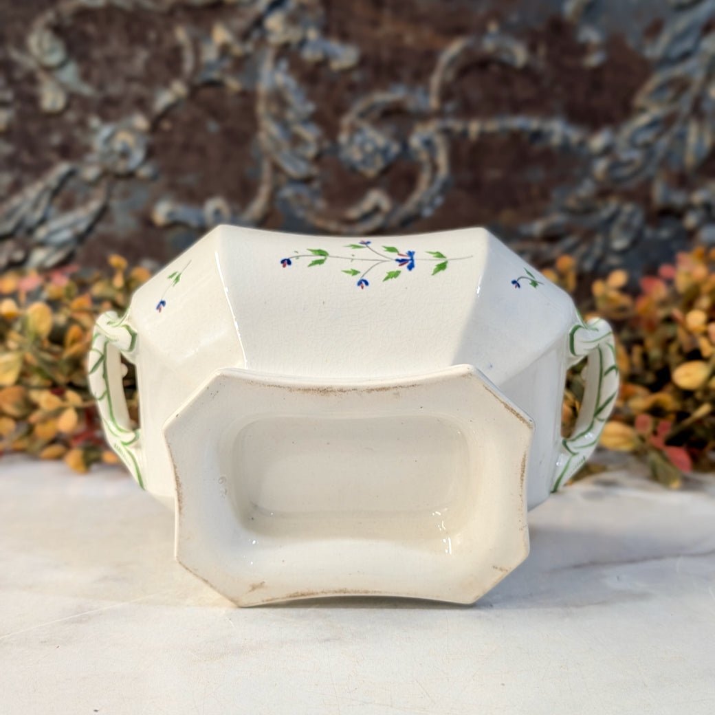 Antique English Staffordshire Sauce Tureen w Periwinkle Pattern - Marmalade Mercantile