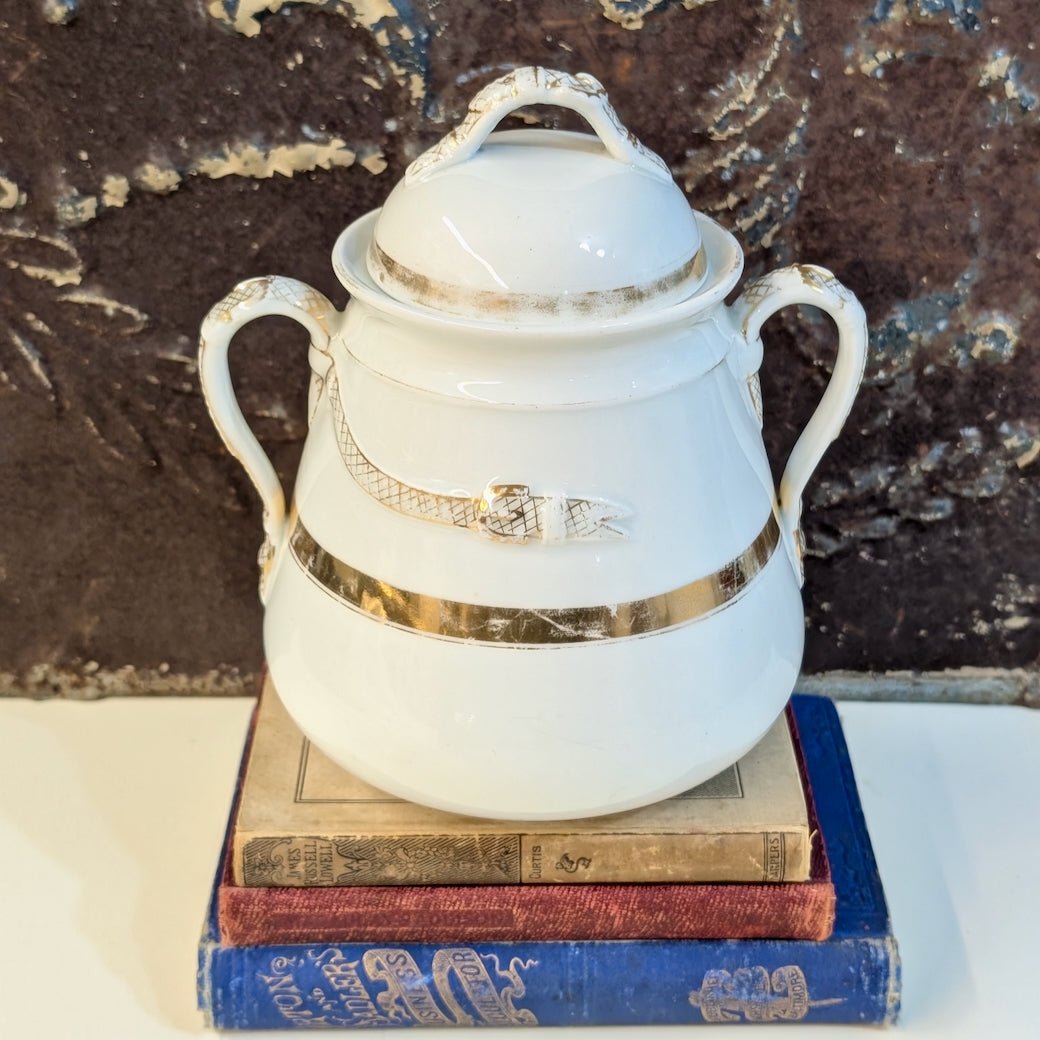 Antique Ironstone Sugar Jar Belt & Buckle Pattern - Marmalade Mercantile