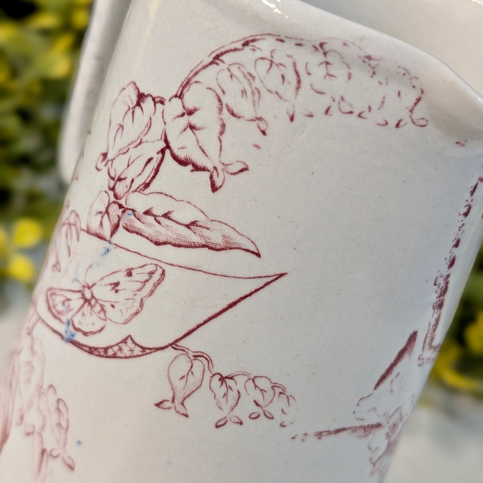 Antique Red Transferware Milk Jug - Marmalade Mercantile