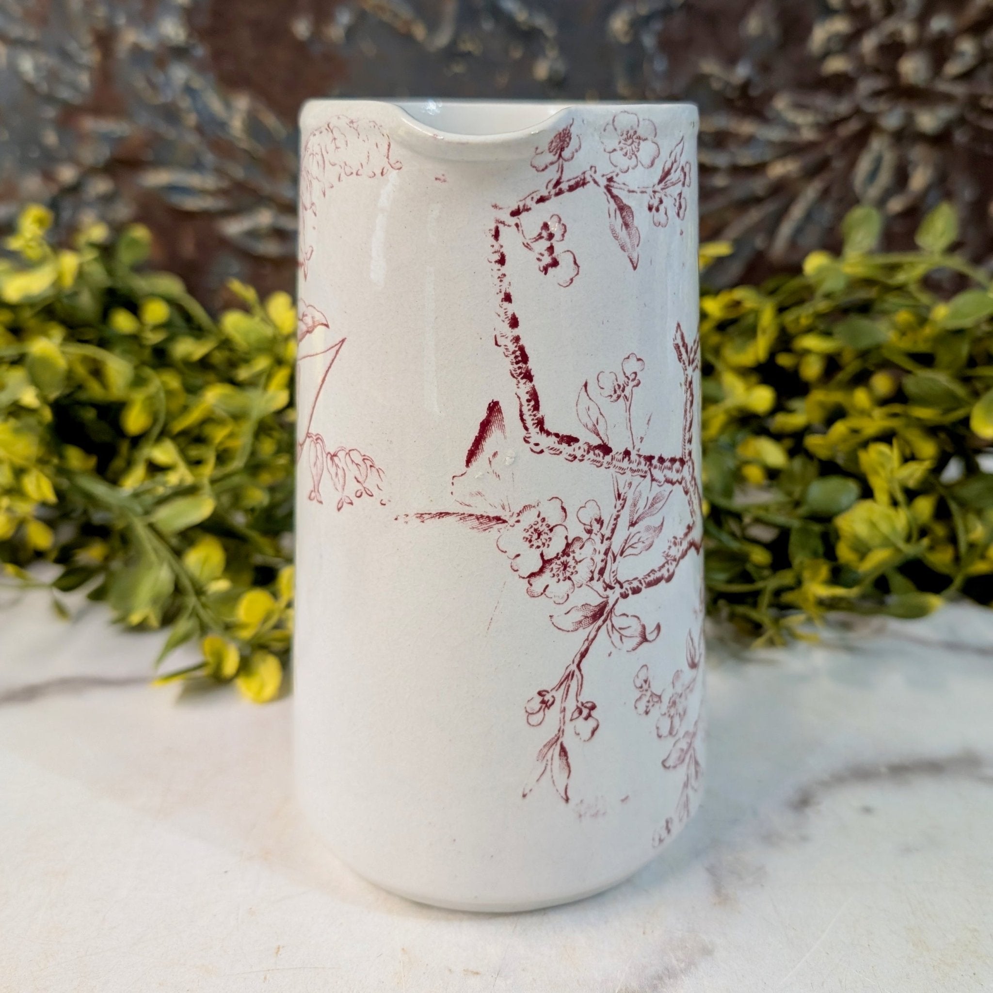 Antique Red Transferware Milk Jug - Marmalade Mercantile