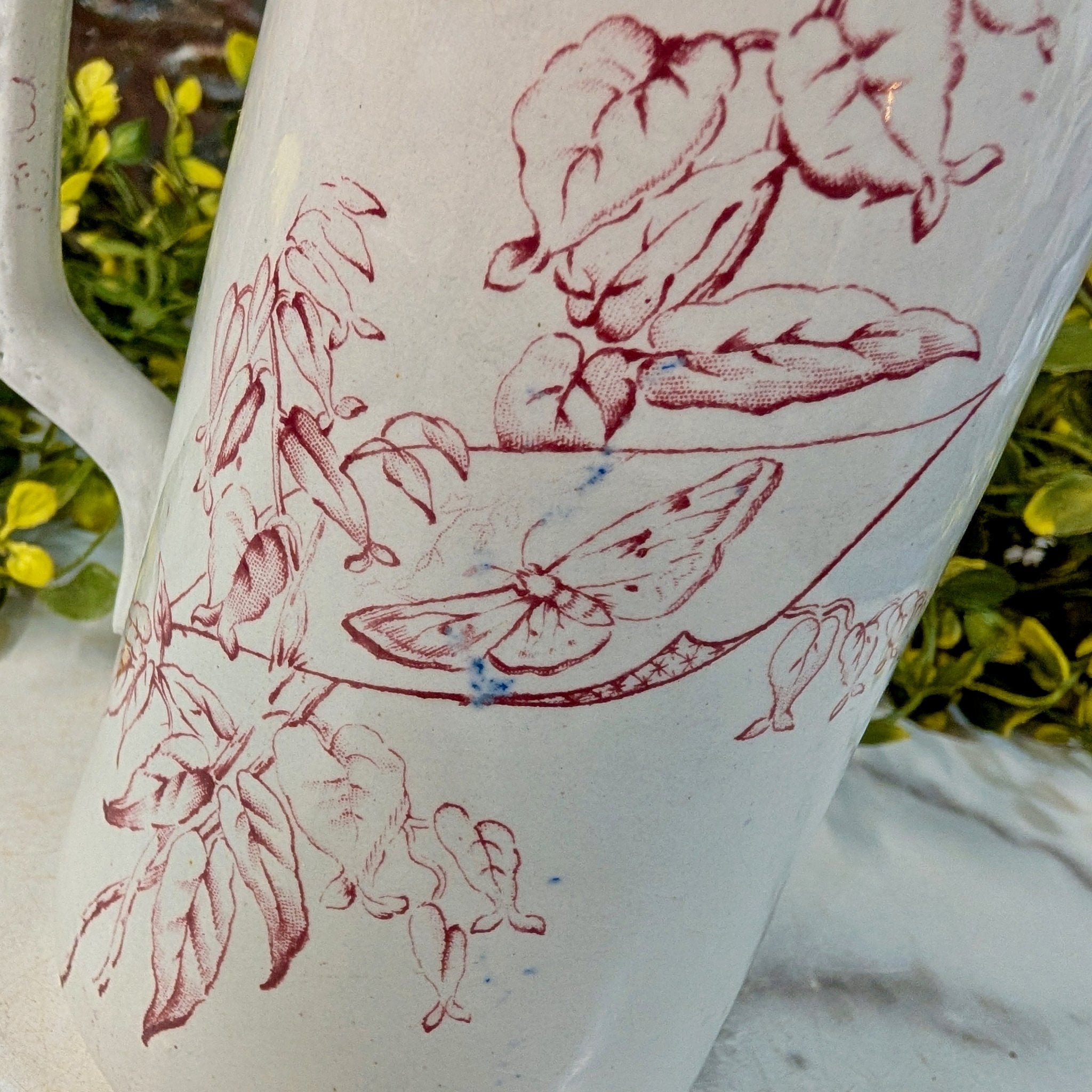 Antique Red Transferware Milk Jug - Marmalade Mercantile
