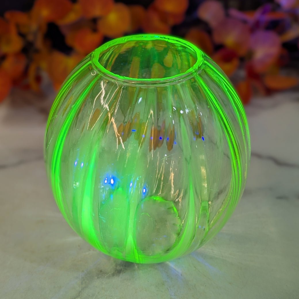 Art Deco 1930s Uranium Ball Vase J. Stolle Niemen Uranium Glass - Marmalade Mercantile