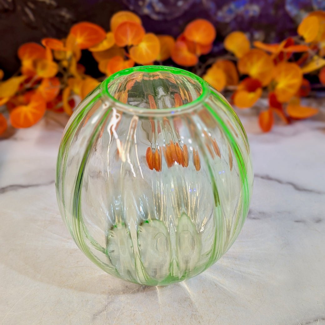 Art Deco 1930s Uranium Ball Vase J. Stolle Niemen Uranium Glass - Marmalade Mercantile