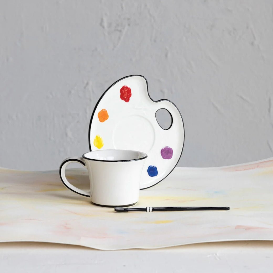 Artist's Palette Cup & Saucer with Stirrer - Marmalade Mercantile