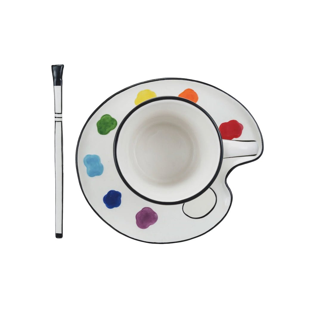 Artist's Palette Cup & Saucer with Stirrer - Marmalade Mercantile