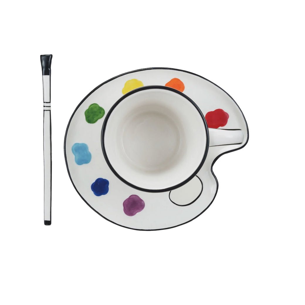Artist's Palette Cup & Saucer with Stirrer - Marmalade Mercantile