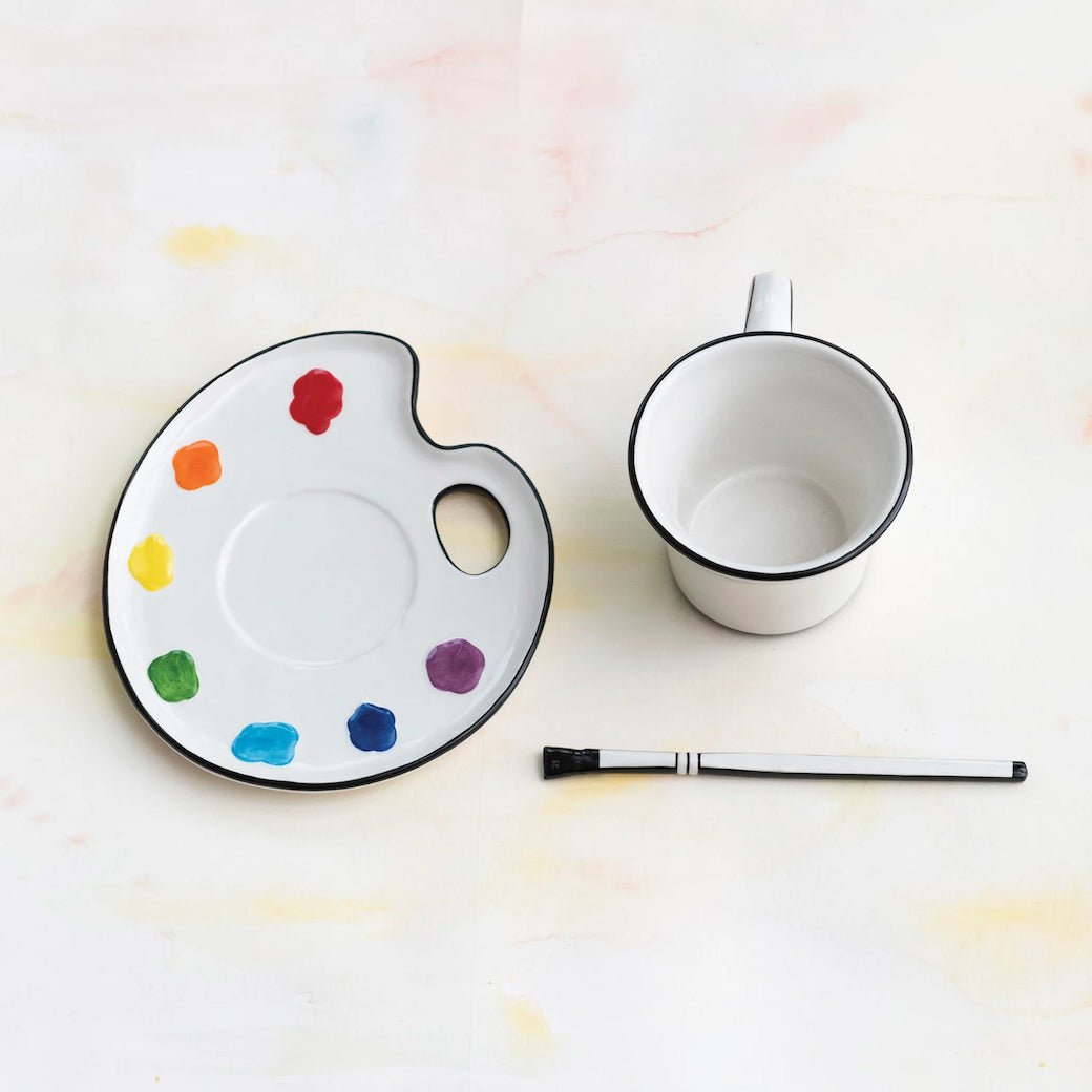 Artist's Palette Cup & Saucer with Stirrer - Marmalade Mercantile