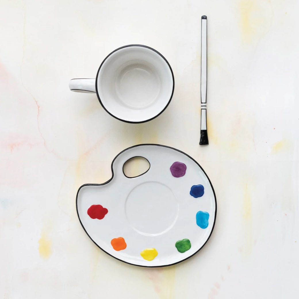 Artist's Palette Cup & Saucer with Stirrer - Marmalade Mercantile