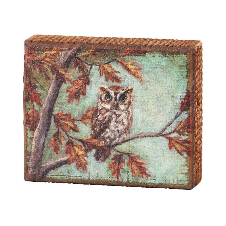 Autumn Owl Rustic Wooden Block Sign - Marmalade Mercantile