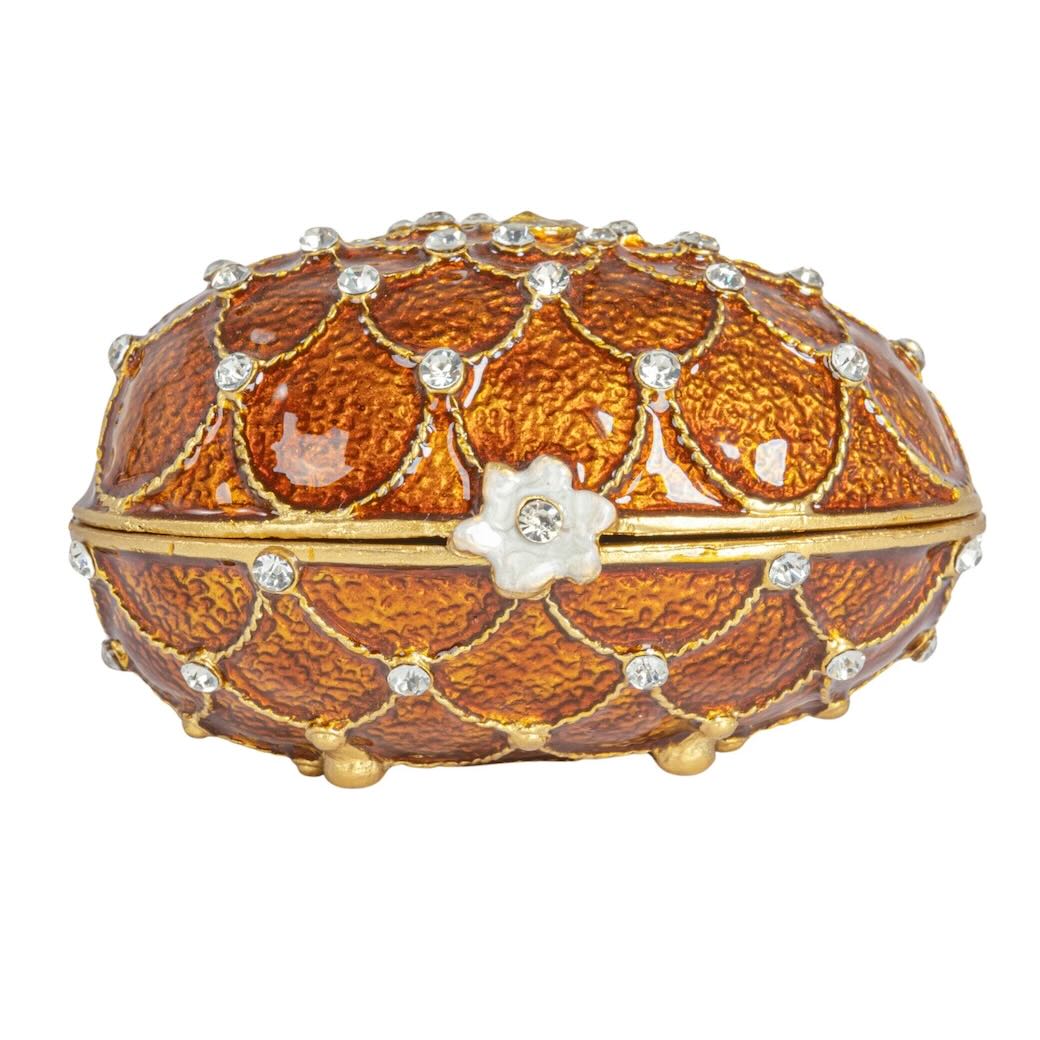 Bejeweled Enameled Metal Egg Shaped Trinket Box - Marmalade Mercantile