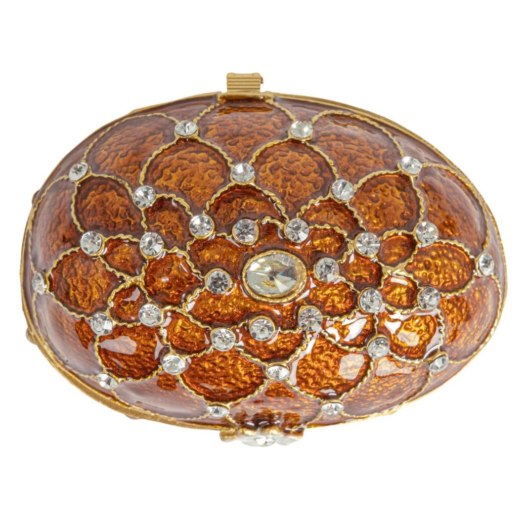 Bejeweled Enameled Metal Egg Shaped Trinket Box - Marmalade Mercantile