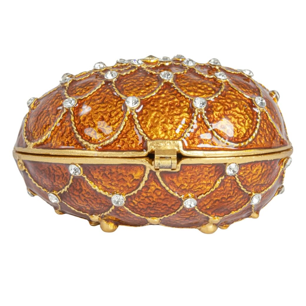 Bejeweled Enameled Metal Egg Shaped Trinket Box - Marmalade Mercantile