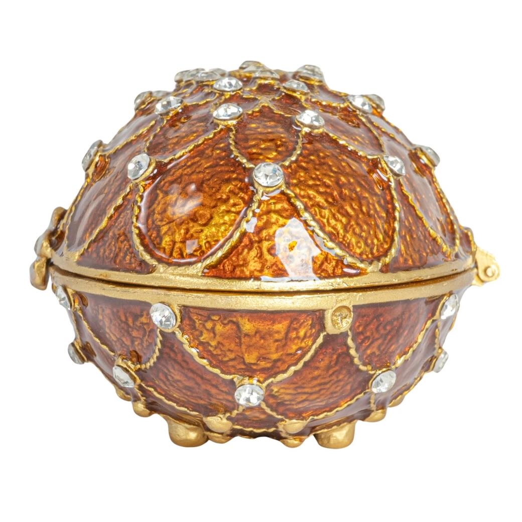 Bejeweled Enameled Metal Egg Shaped Trinket Box - Marmalade Mercantile