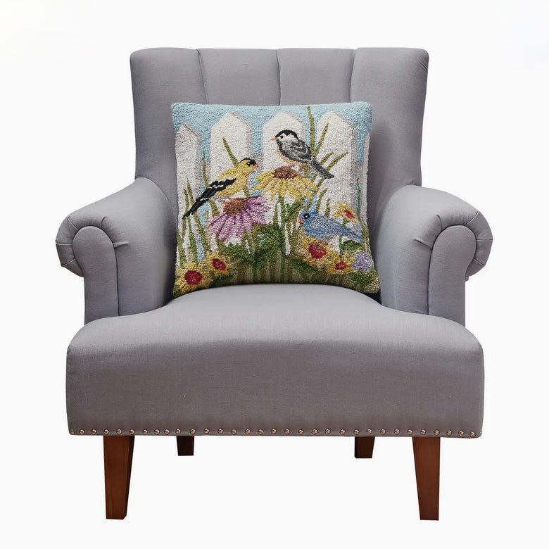 Birdsong Hooked Rug Pillow - Marmalade Mercantile