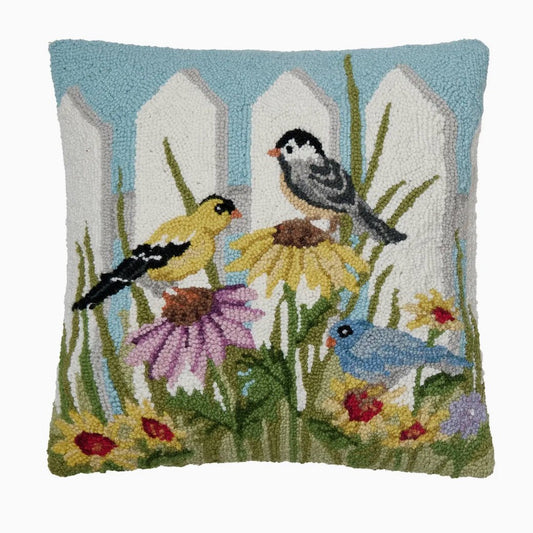 Birdsong Hooked Rug Pillow - Marmalade Mercantile