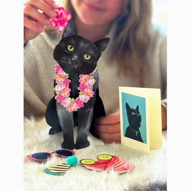 Black Cat Pop Up Greeting Card with Dress Up Accessories - Marmalade Mercantile