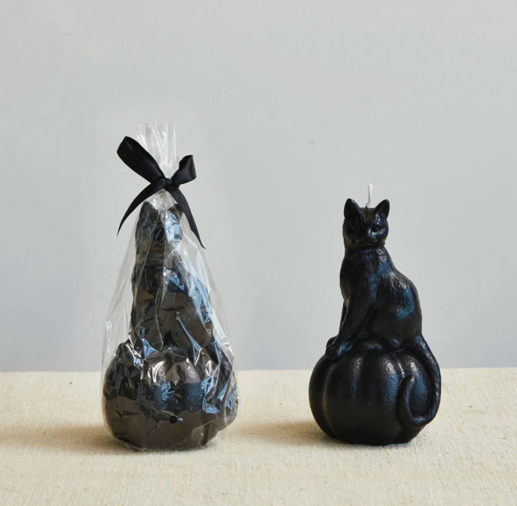 Black Cat & Pumpkin Unscented Halloween Candle - Marmalade Mercantile