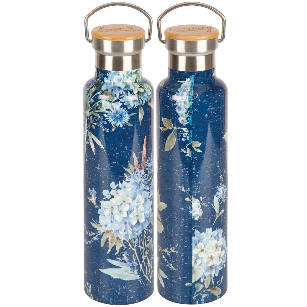 Blue Floral Insulated Stainless Steel Water Bottle 25oz - Marmalade Mercantile