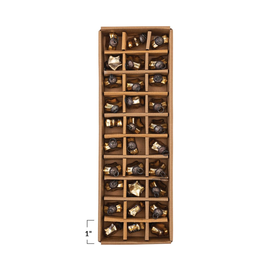 Boxed Set of 1" Mini Glass Star Ornaments with Gold Finish - Marmalade Mercantile