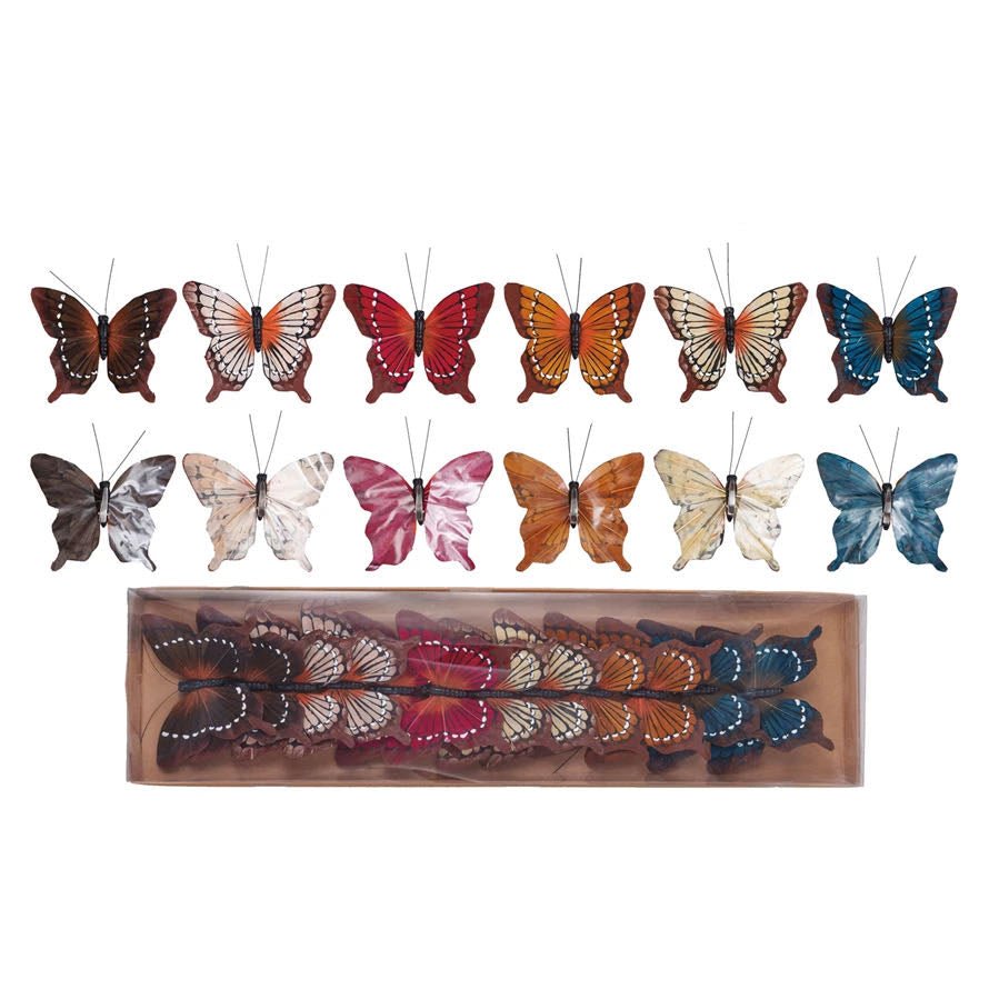 Boxed Set of 12 Fabric Butterfly Clip - on Ornaments - Marmalade Mercantile