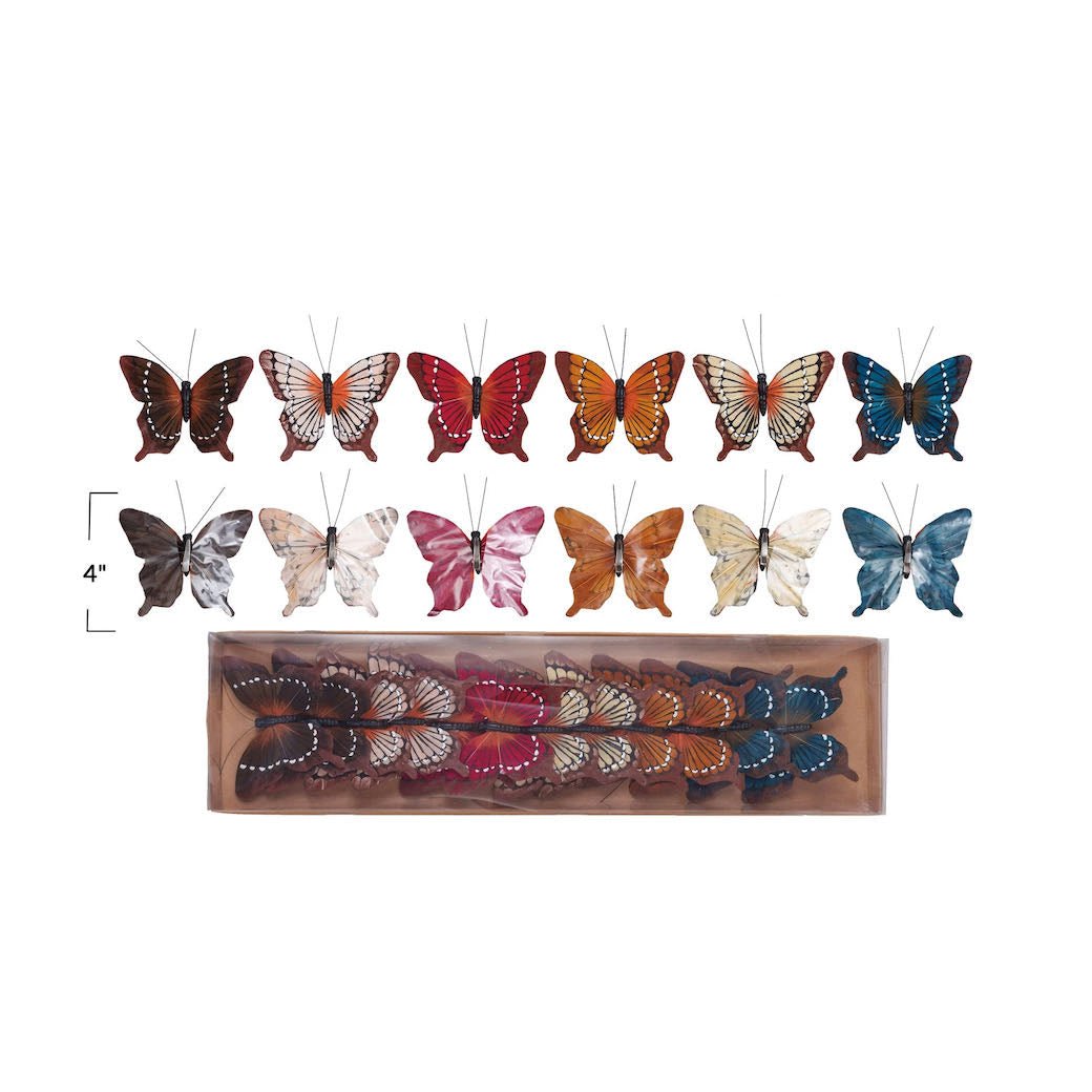 Boxed Set of 12 Fabric Butterfly Clip - on Ornaments - Marmalade Mercantile