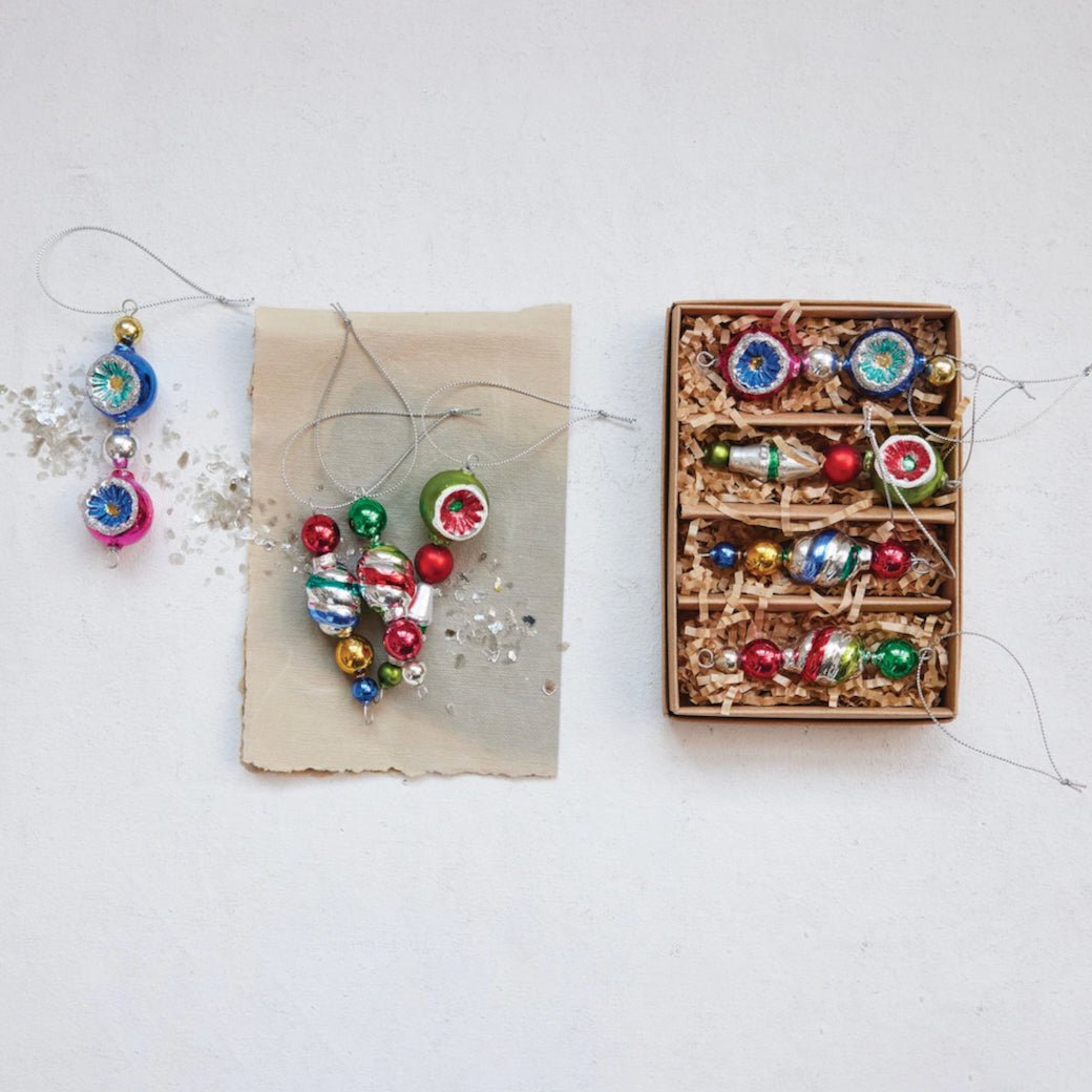 Boxed Set of Four vintage - Style Drop Ornaments with Witches Eye - Marmalade Mercantile