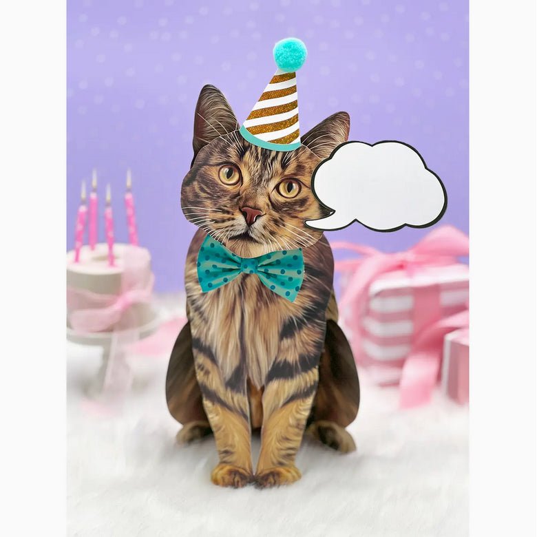 Brown Tabby Cat Pop Up Greeting Card with Accessories - Marmalade Mercantile