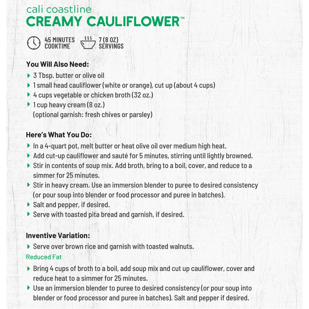 Cali Coastline Creamy Cauliflower Soup Mix - Marmalade Mercantile