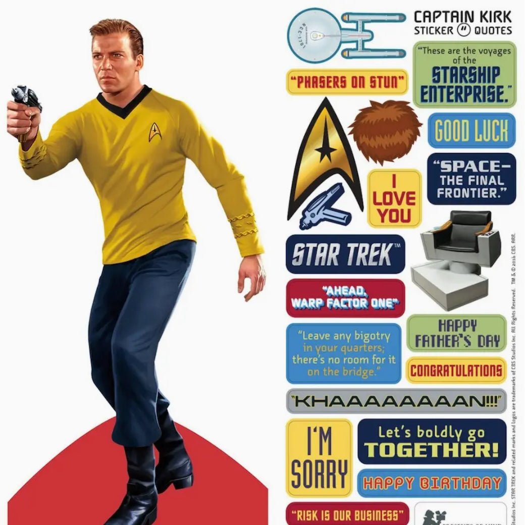 Captain James T. Kirk Die Cut Star Trek Greeting Card w Stickers - Marmalade Mercantile