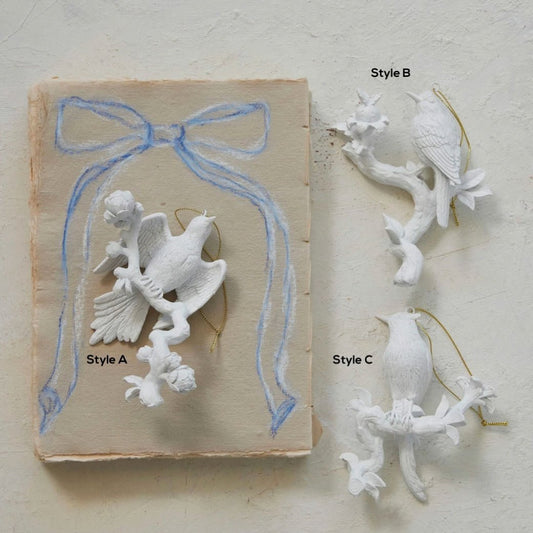 Cast Resin Bird on Branch Ornament CHOICE of Styles - Marmalade Mercantile