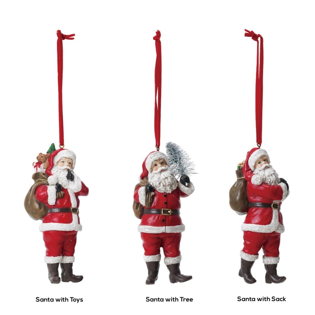 Cast Resin Hand - Painted Santa Christmas Ornaments CHOICE of Style - Marmalade Mercantile