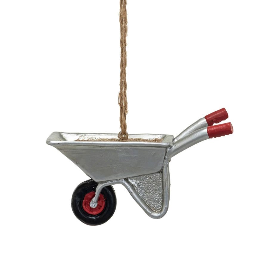 Cast Resin Wheelbarrow Christmas Ornament - Marmalade Mercantile