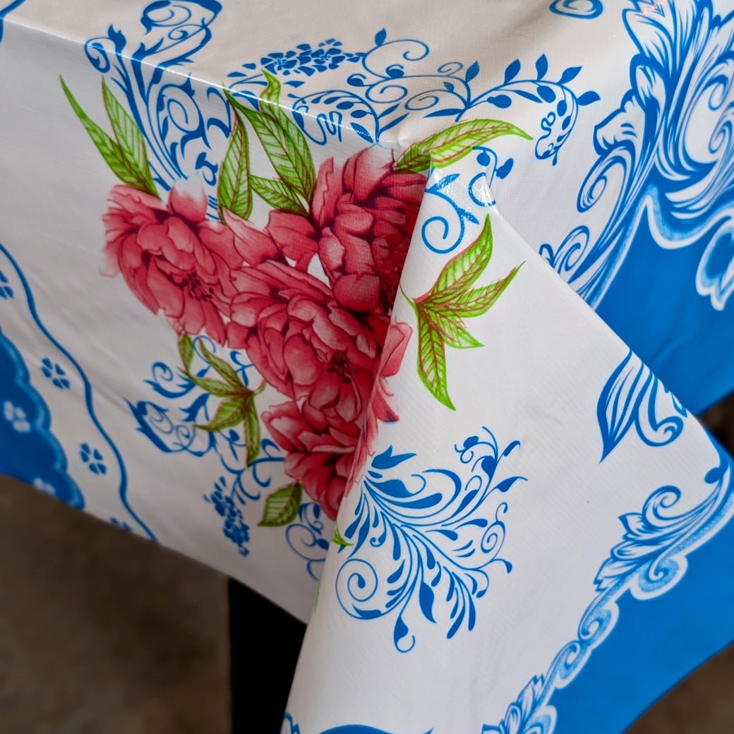 "Charmed" Cottage Print Oilcloth Tablecloth CHOICE of Size - Marmalade Mercantile