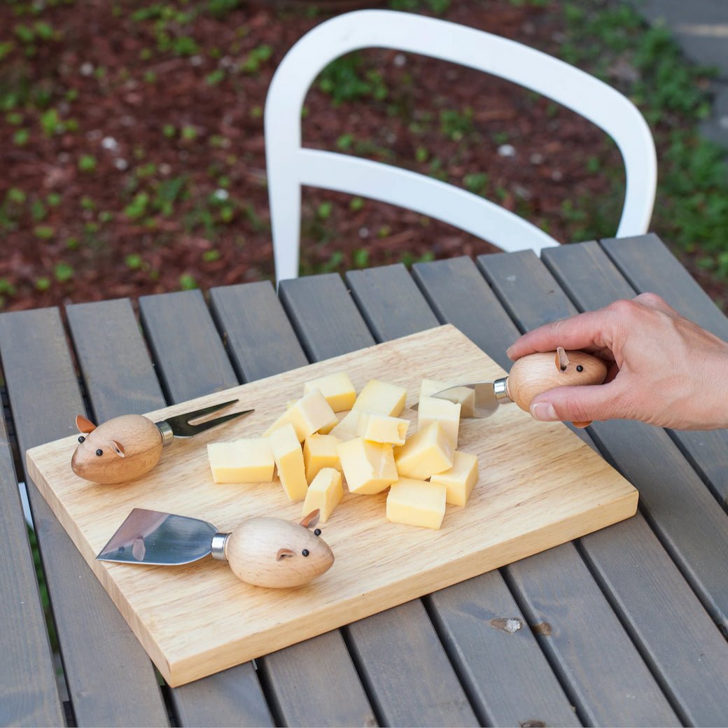 Cheeseboard with Three Mouse Handled Cheese Servers - Marmalade Mercantile