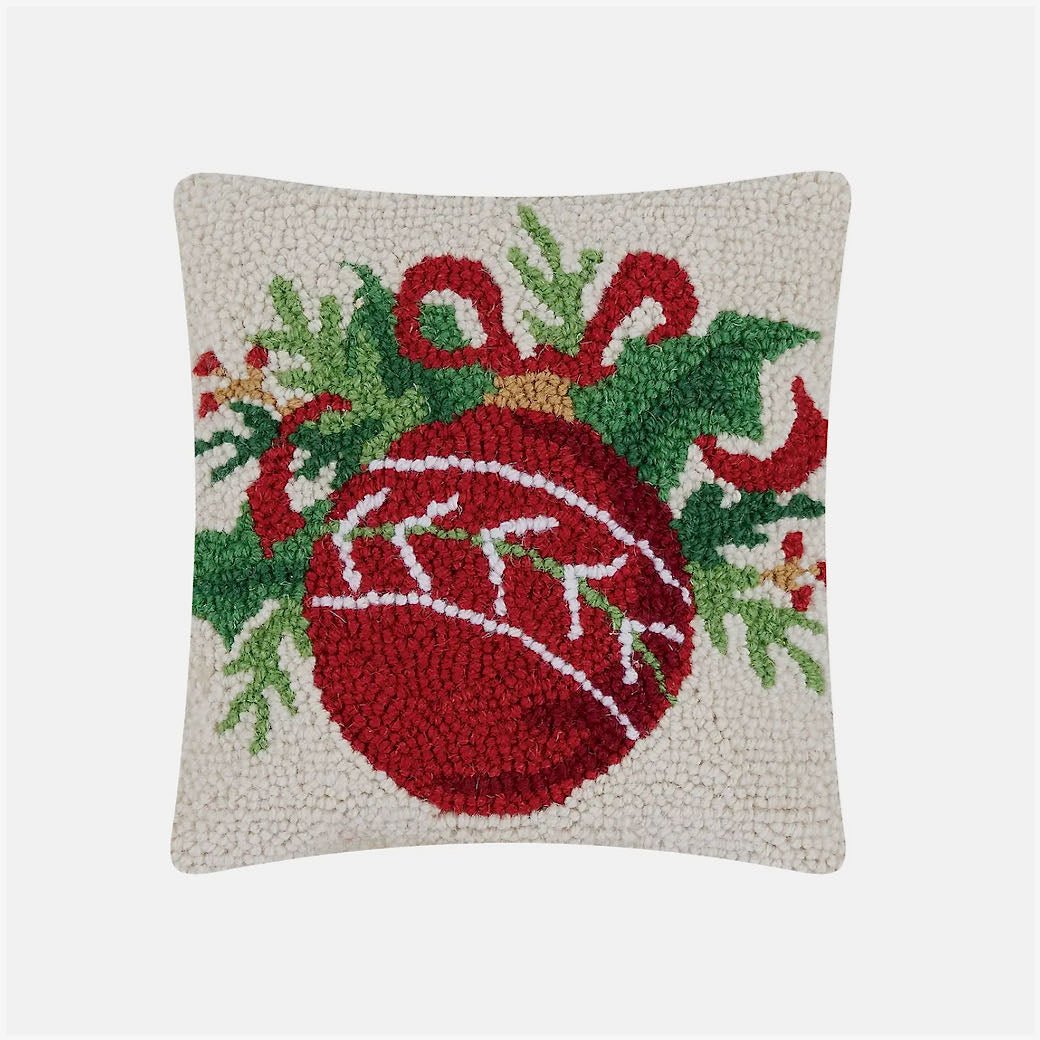 Christmas Ornament Hooked Rug Pillow - Marmalade Mercantile