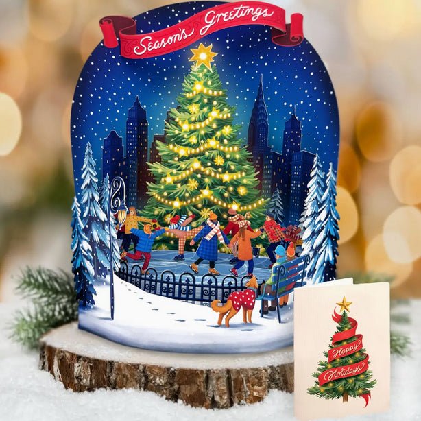 Christmas Skating Full Size Holiday Pop - Up Greeting Card - Marmalade Mercantile