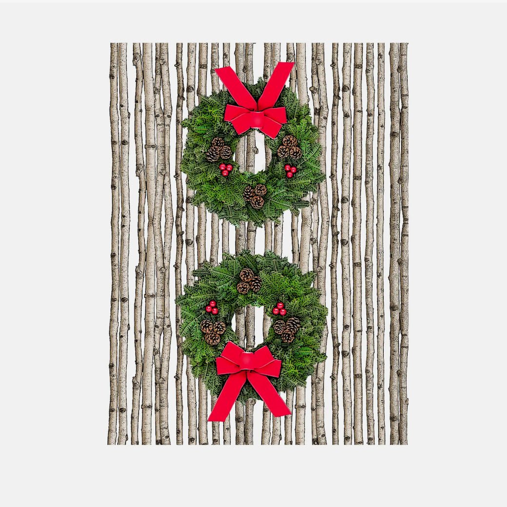 Christmas Wreath with Birches Flour Sack Towel - Marmalade Mercantile