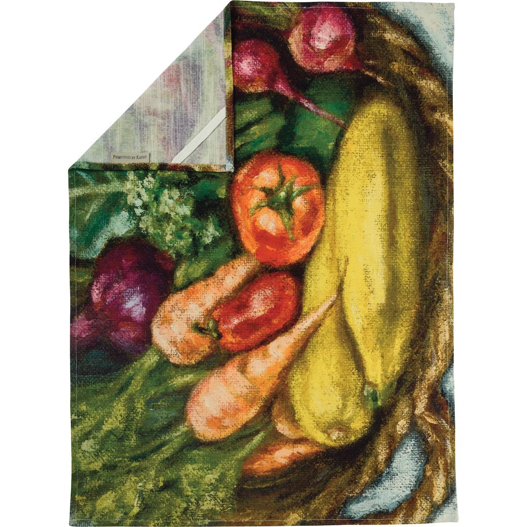 Colorful Veggie Basket Kitchen Towel - Marmalade Mercantile