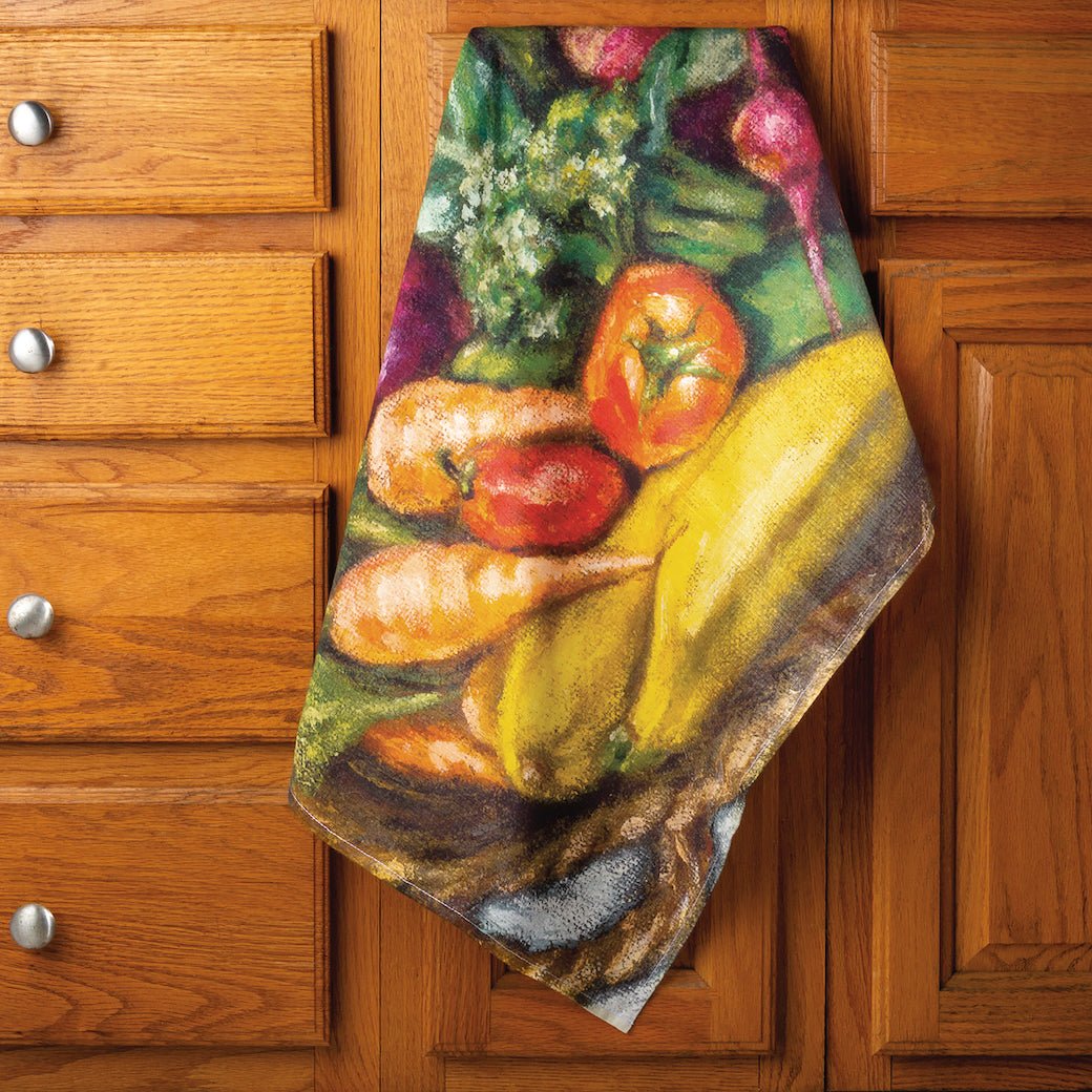 Colorful Veggie Basket Kitchen Towel - Marmalade Mercantile