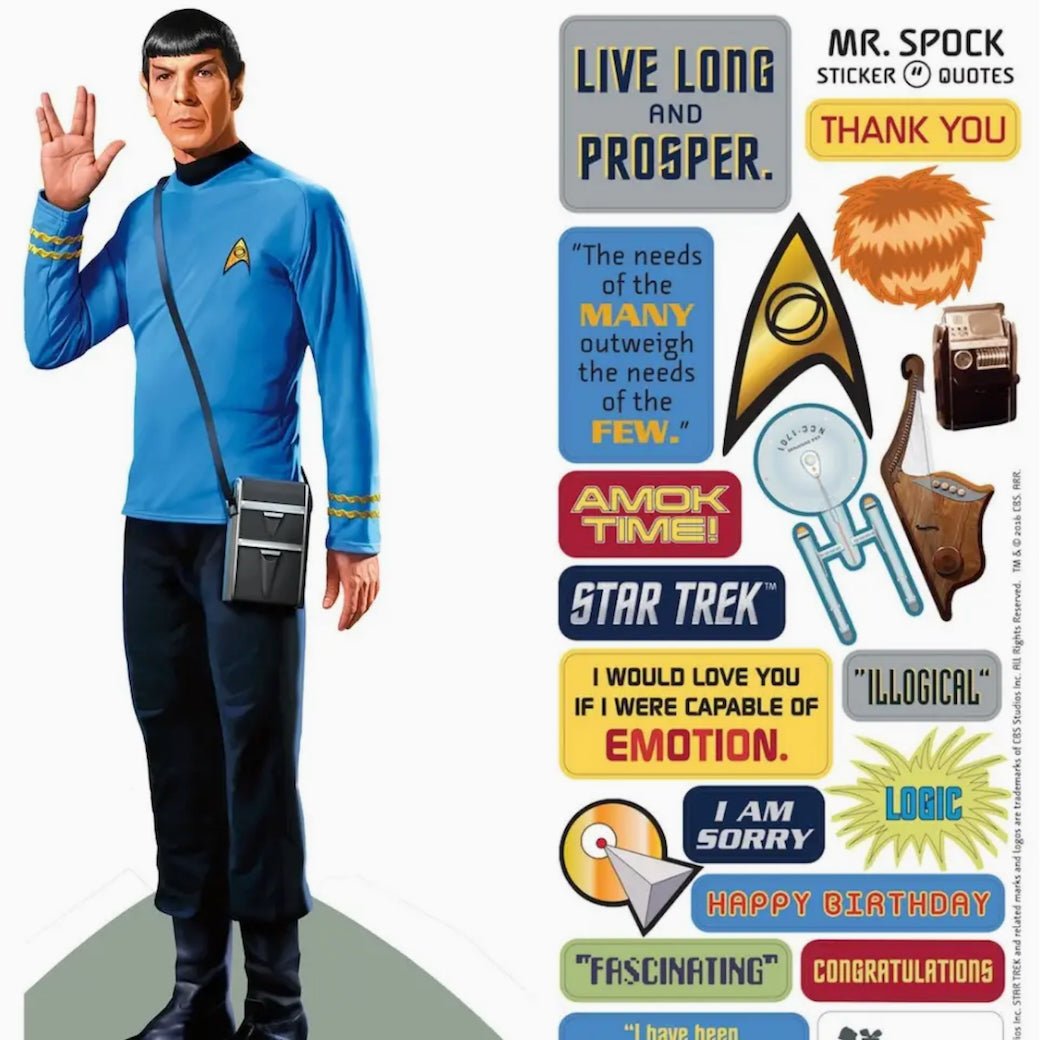 Commander Spock USS Enterprise Die Cut Star Trek Greeting Card w Stickers - Marmalade Mercantile