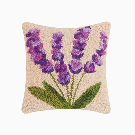 Cottage Garden Lavender Small Hooked Rug Pillow - Marmalade Mercantile