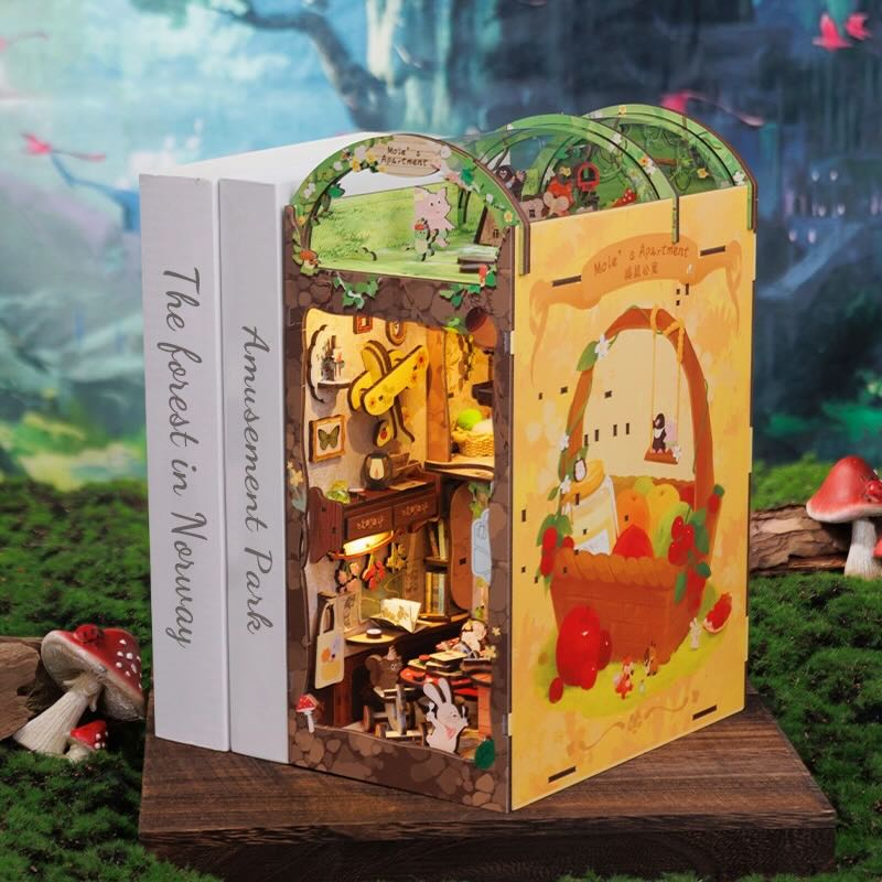 DIY Book Nook Kit: Mole's Apartment with Dust Cover - Marmalade Mercantile