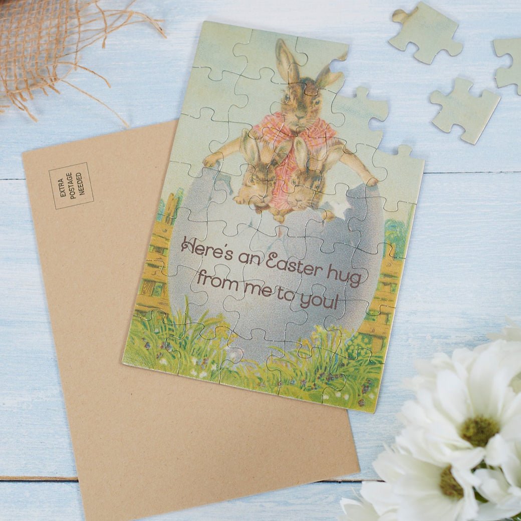 Easter Bunny Hug Jigsaw Puzzle Greeting Card - Marmalade Mercantile