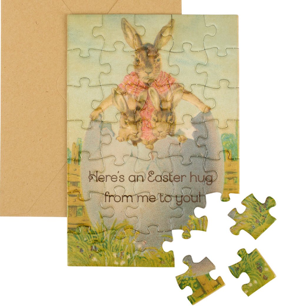 Easter Bunny Hug Jigsaw Puzzle Greeting Card - Marmalade Mercantile